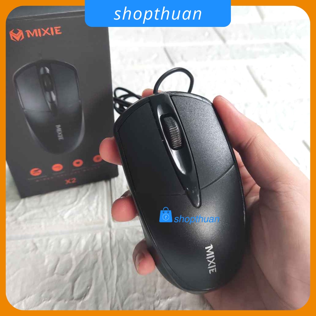 Chuột có dây Mixie X2 USB có dây màu đen