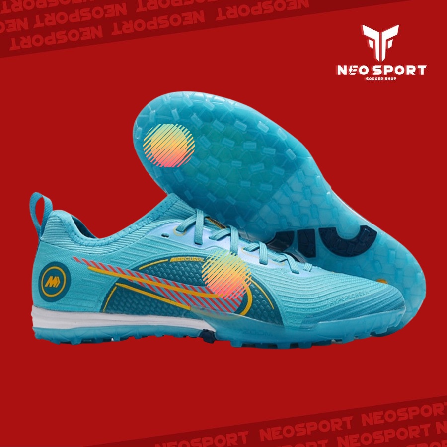 Giày Bóng Đá Cỏ Nhân Tạo Mercurial Zoom Vapor 14 Pro BluePrint 2022 Bo thun Xanh Ngọc TF