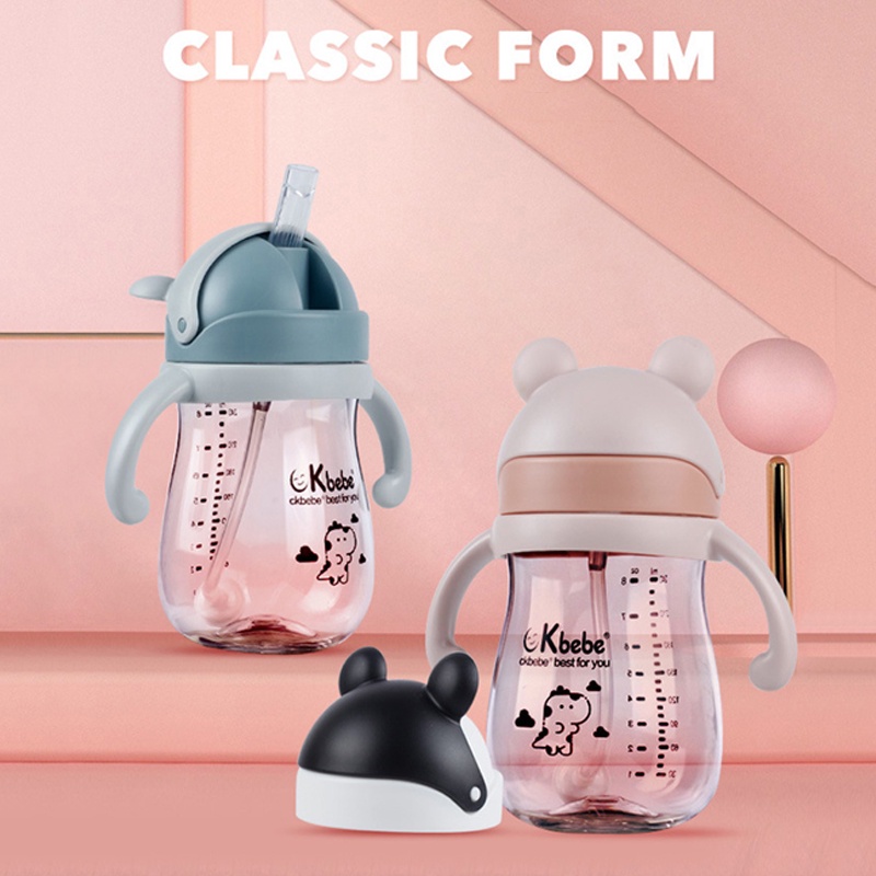 Bình tập uống nước cho bé có ống hút Ck Bebe nhựa Tritan cao cấp 240ml