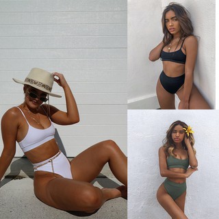 Bộ bikini 2 mảnh màu trơn năng động gợi cảm cho nữ