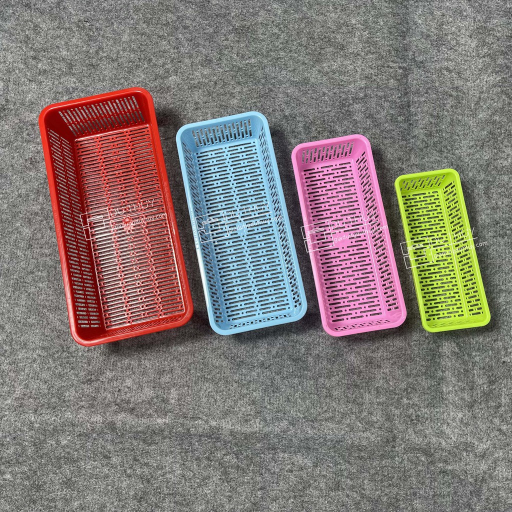 Rổ Nhựa Chữ Nhật Dài Nhiều Màu Đựng Bút Viết, Đựng Vật Dụng Dài Nhiều Màu Với 4 Kích Thước, Nhựa PP Chính Phẩm, Bền Đẹp | BigBuy360 - bigbuy360.vn