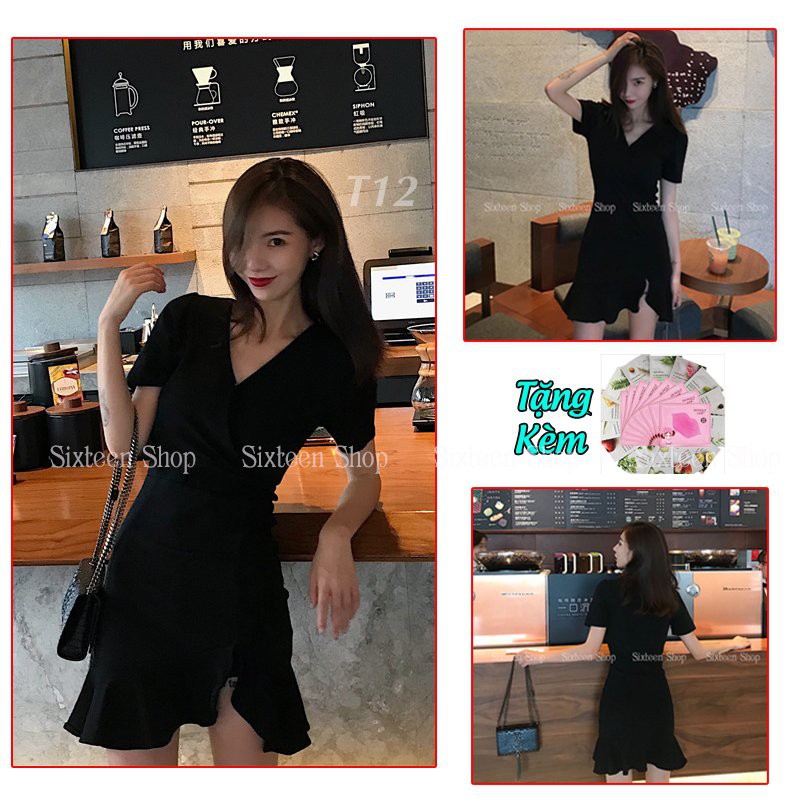 Đầm Nữ,Váy Nữ Body Dáng Ôm Chiết Eo Xẻ Tà, Đầm Thiết Kế Phong Cách Thời Thượng SIXTEEN.