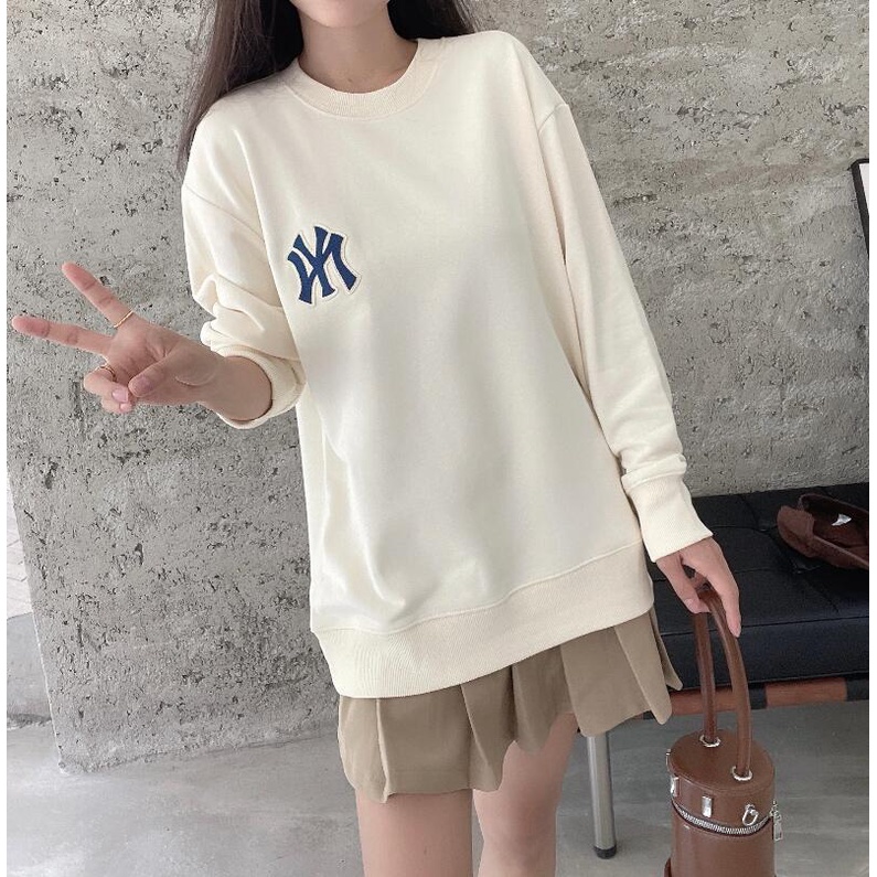 ❤❀  ❤ Mlb Áo Sweater Tay Dài Cổ Tròn Thêu Họa Tiết Thời Trang Cho Nam Nữ