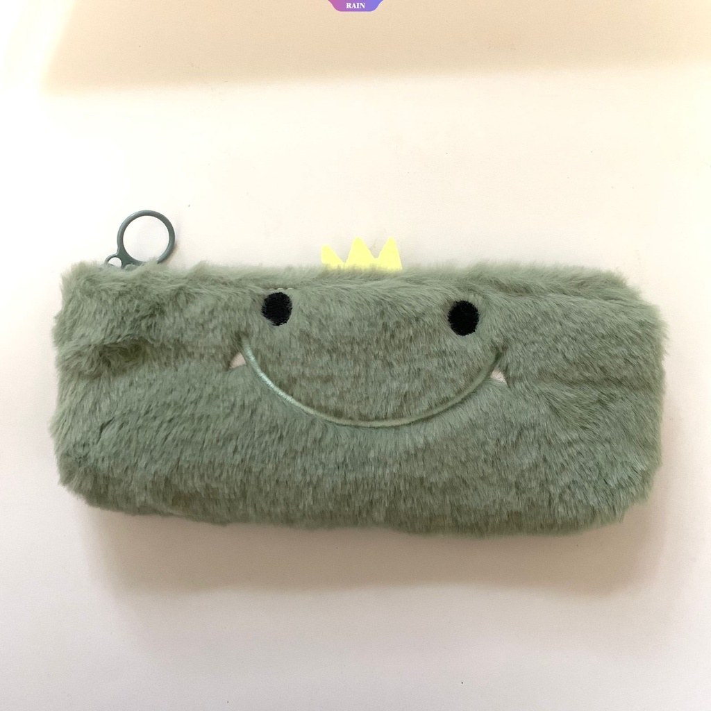 Túi Đựng Bút Hình Khủng Long Nhồi Bông Màu Xanh Lá Dễ Thương Cho Học Sinh / Văn Phòng