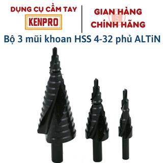 Bộ 3 mũi khoan tháp HSS phủ ALTiN chịu nhiệt