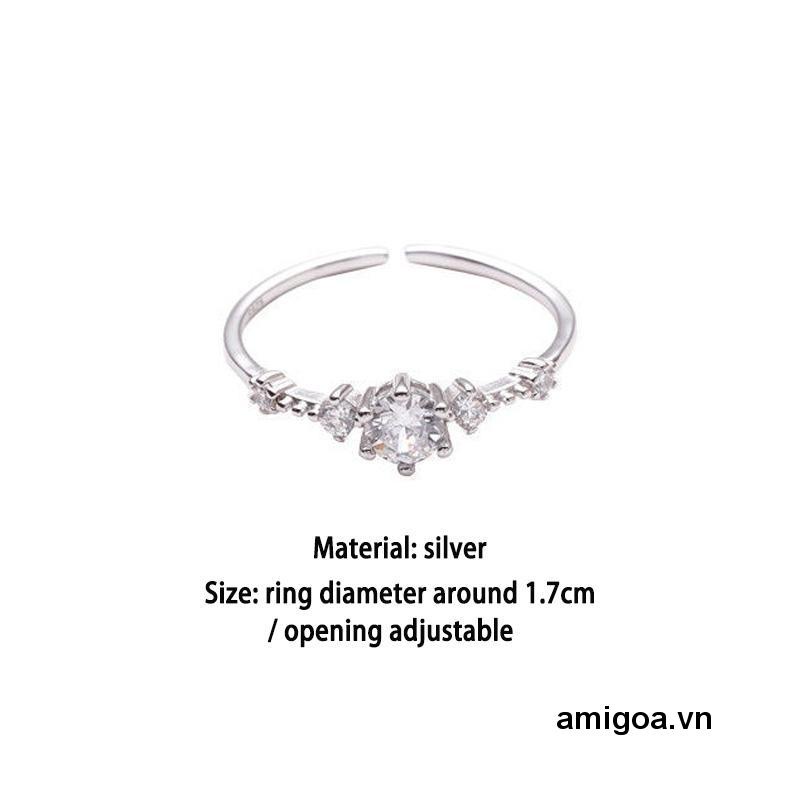 ✨✨Nhẫn xoắn Bạc đính đá cao cho nữ, Đá chủ lấp lánh tựa kim cương thiết kế sang trọng Quý Phái