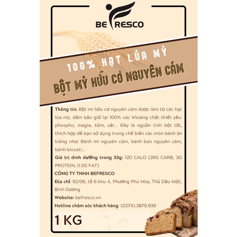 Bột Mì Nguyên Cám Whole Wheat Flour - Be Fresco VN