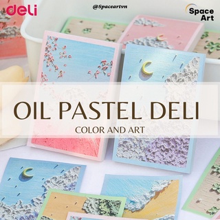 Bút Sáp Dầu Oil Pastel Vẽ Tranh 3D Cao Cấp Deli 12/24/48 màu