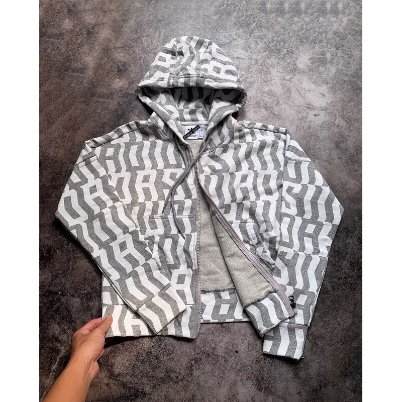 Áo Khoác Adi.das Allover Print Hoodie - Grey XUẤT DƯ  FULL TEM TAG CODE