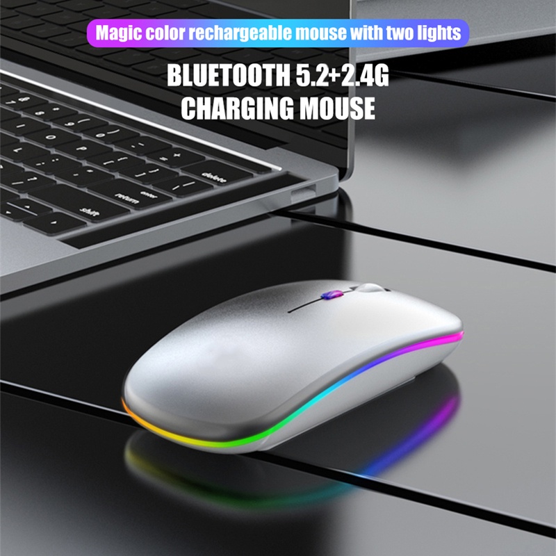Chuột không dây DLLENCASE A119 2.4Ghz USB RGB Bluetooth 5.2 có đèn LED cho laptop chất lượng cao