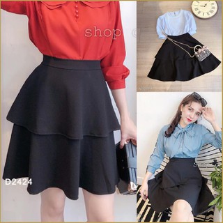 Chân váy Xòe 2 Tầng Ngắn Đen CHUU CV2059