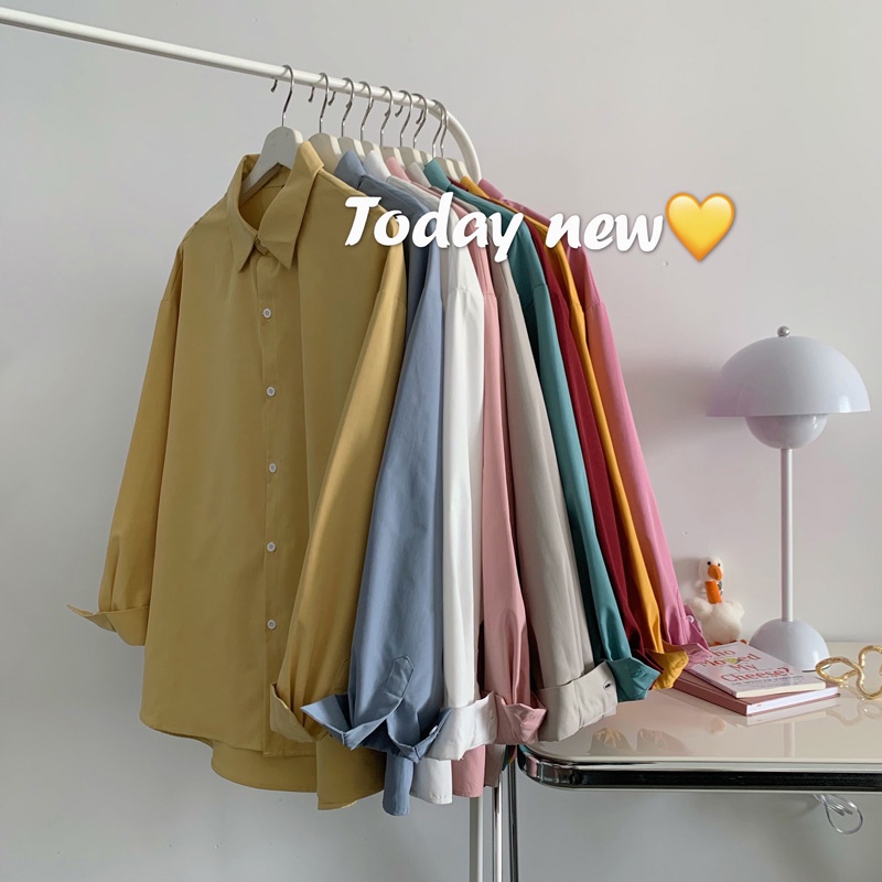 ✦ AFFLIGA ✦Áo sơ mi tay dài dáng rộng phong cách Hàn Quốc thời trang thanh lịch cho nam