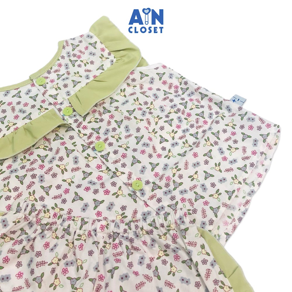 Bộ quần áo ngắn bé gái họa tiết Hoa Thanh tú viền cốm cotton AICDBGUCPCH5 AIN Closet