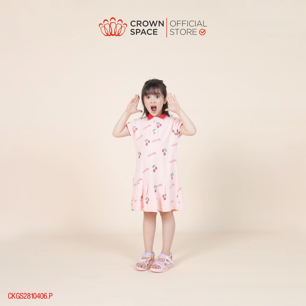 Váy đầm hồng Cherry cho bé gái chính hãng Crown Space CKGS2810406.P