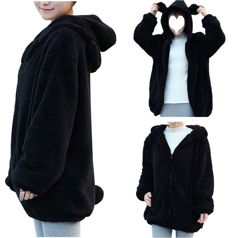 Áo khoác nón tai gấu thời trang giữ ấm dành cho nữ | BigBuy360 - bigbuy360.vn
