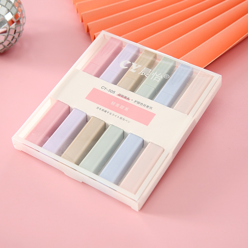 Set 6 bút highlight pastel morandi Cao cấp loại 1 hàn quốc, bút nhớ nhiều màu siêu nhiều mực