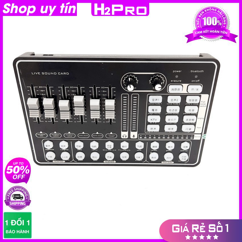 Sound Card Thu Âm H9-K9 Bluetooth Cao Cấp, Hát Livestream Cực Hay, Bộ Thu Âm Hát Live Chuyên Nghiệp - H2Pro Audio