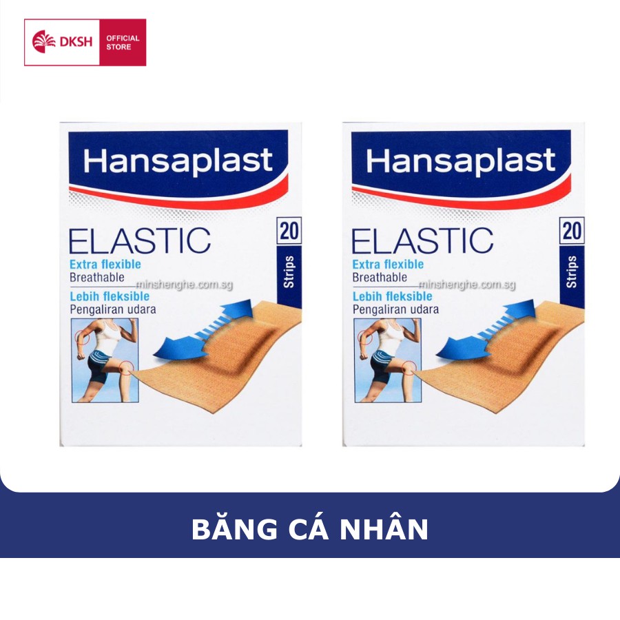 Combo 2 Băng cá nhân Hansaplast Elastic gói 20 miếng, bằng vải co giãn và cực kỳ thoáng khí,thương hiệu số 1 của Đức