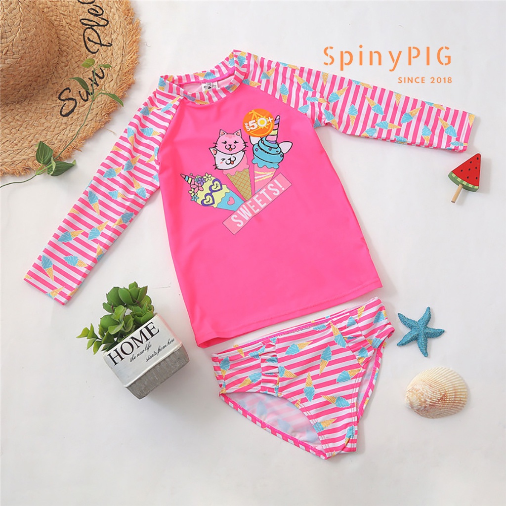 Bộ đồ bơi cho bé gái 1-8 tuổi hàng xuất Châu Âu cao cấp chống tia UV chất liệu cực đẹp dài tay chống nắng cho bé