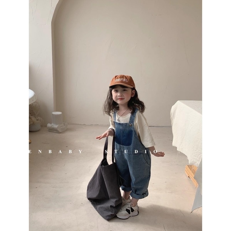 Quần Yếm Denim Dáng Rộng Thời Trang Xuân Thu Phong Cách Hàn Quốc Cho Nữ