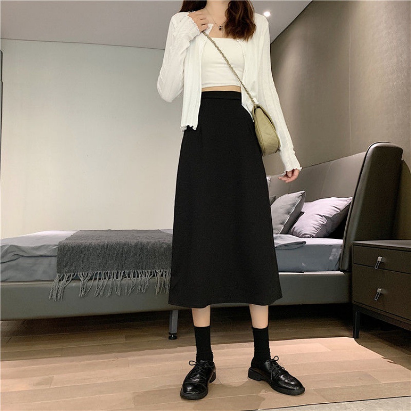 Chân váy NZN lưng cao màu trơn xẻ tà thời trang Hàn Quốc cho nữ