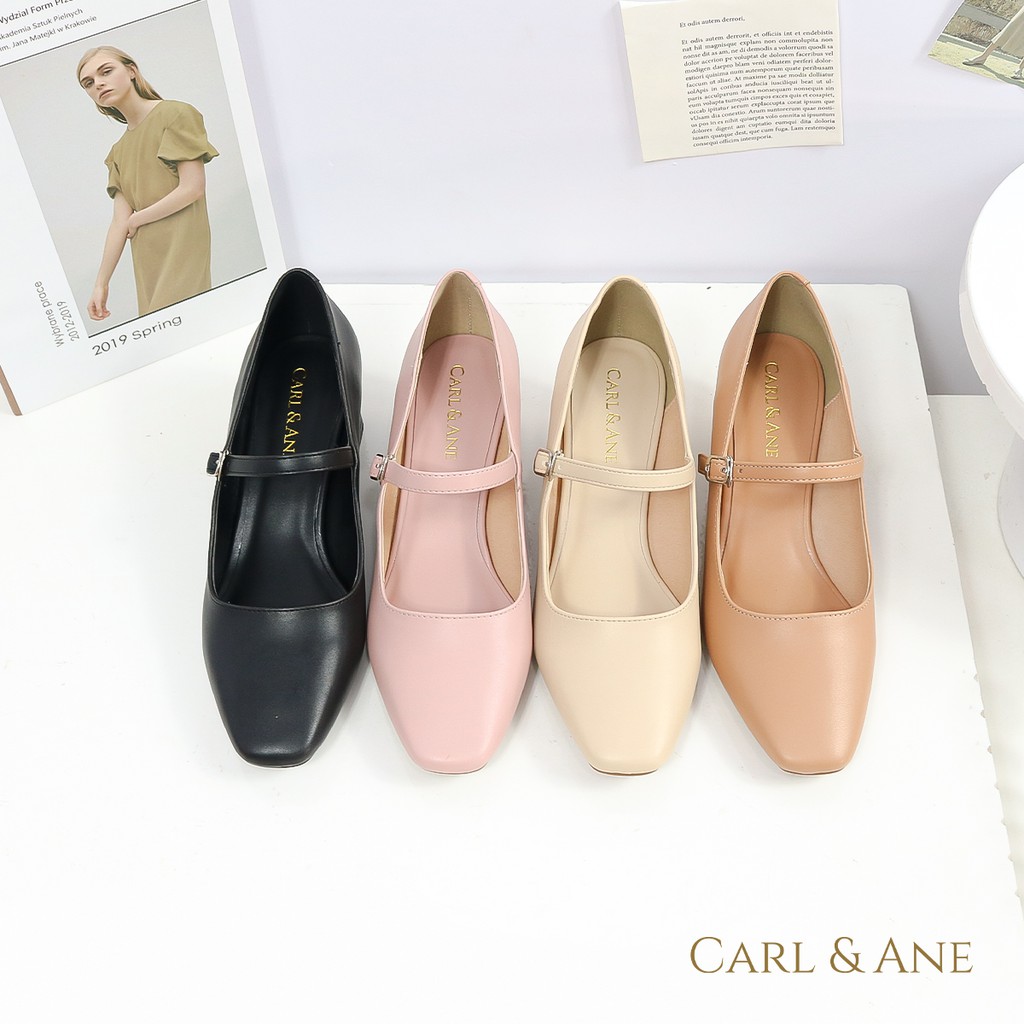 Carl & Ane - [Form lớn lùi 1 size] Giày cao gót thời trang nữ mũi vuông phối dây cao 5cm màu bò _ CP003 | BigBuy360 - bigbuy360.vn