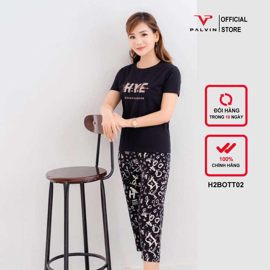 Đồ bộ thời trang mặc nhà nữ PALVIN, quần lửng phối áo thun siêu dễ thương - H2BOTT02