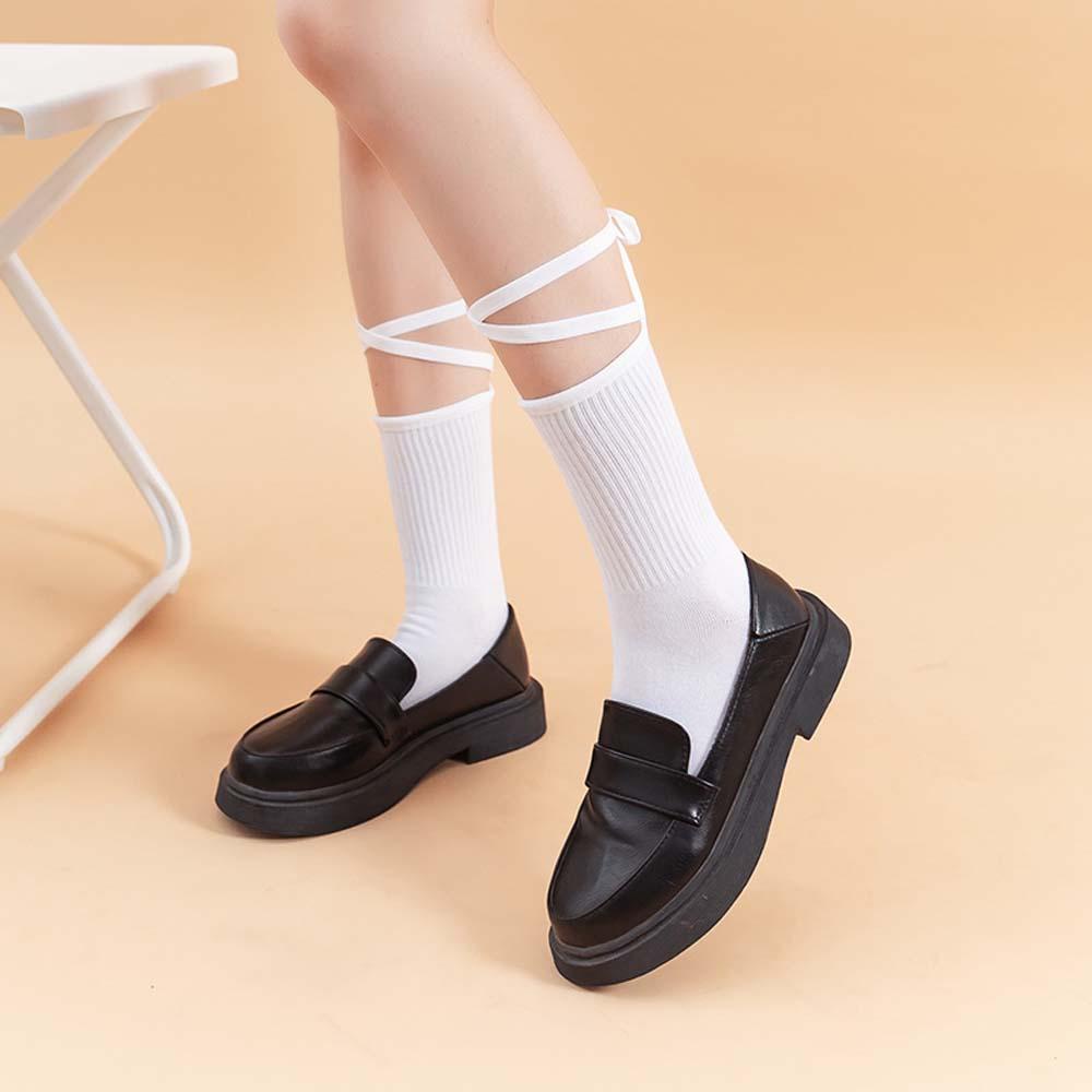 Vớ Cotton Mềm Mại Màu Trơn In Chữ Phong Cách Hàn Quốc Cho Nữ