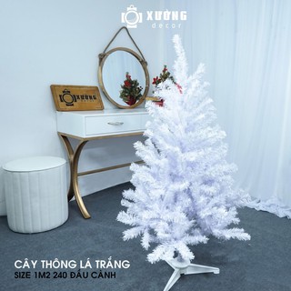 Cây Thông Noel 1m2 và 90cm Đầu Tròn Trắng Tuyết, Hàng Loại Đẹp Tặng Kèm Phụ Kiện