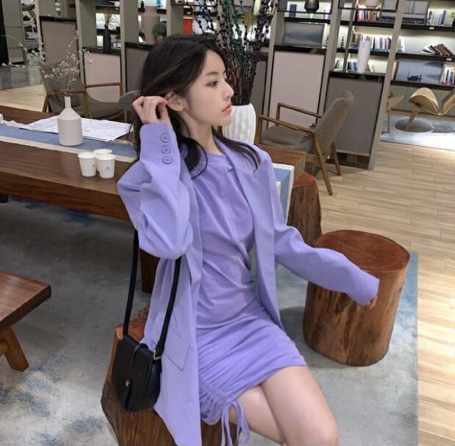 (ORDER) Set đồ tím áo khoác blazer tím pastel siêu xinh - Purple Girl