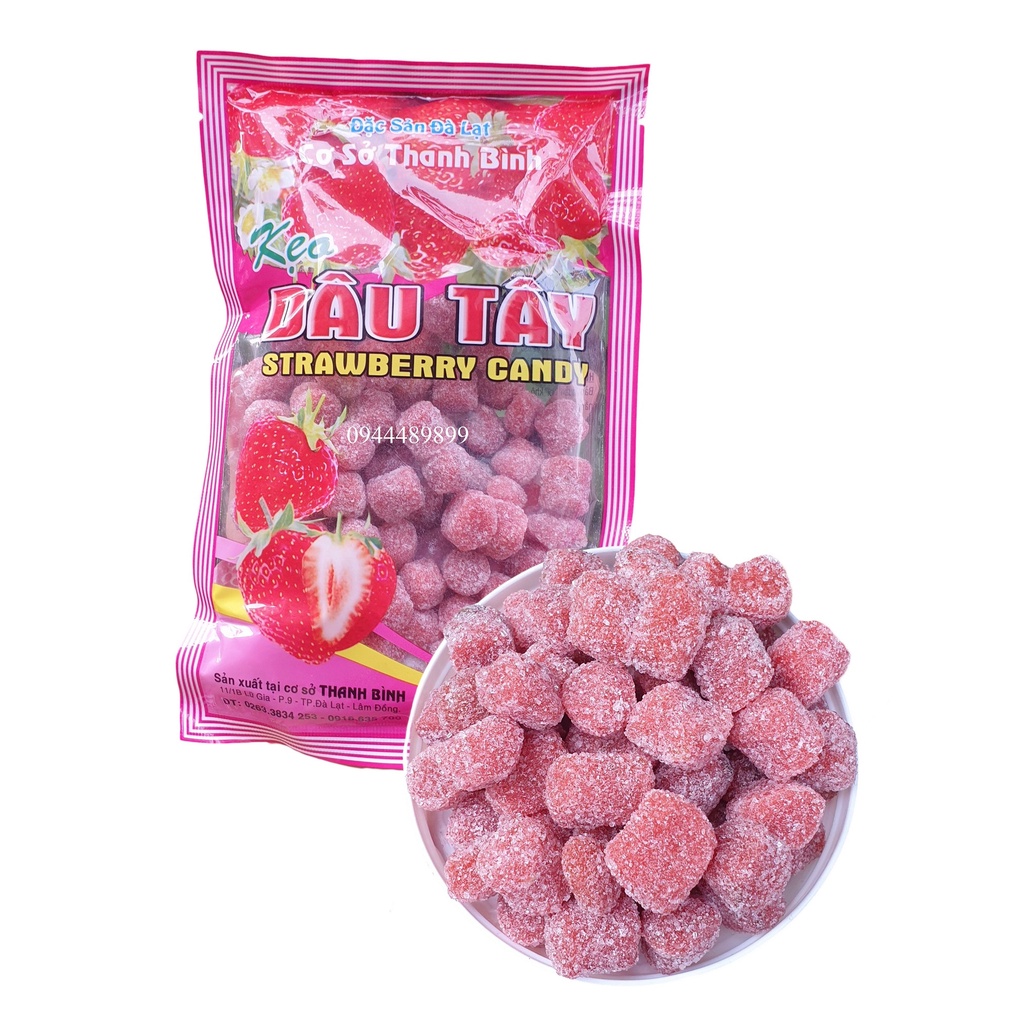 Kẹo Dẻo Dâu tây gói 200g - Đặc sản Đà Lạt - bánh kẹo ăn vặt ngon