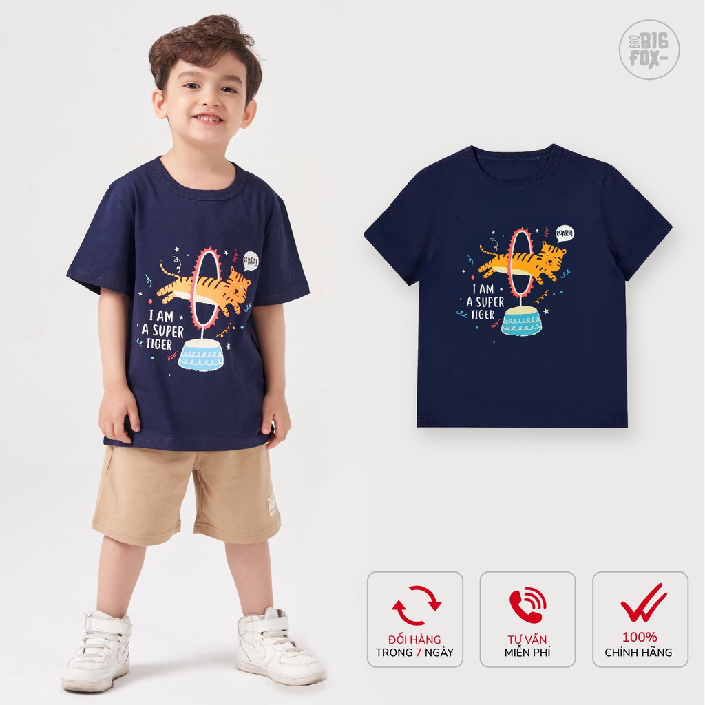 Áo bé trai cộc tay BIGFOX - MISS MEOW, áo phông cho bé mặc mùa hè chất liệu cotton size 3,4,5,6,7,8 tuổi QATE 03