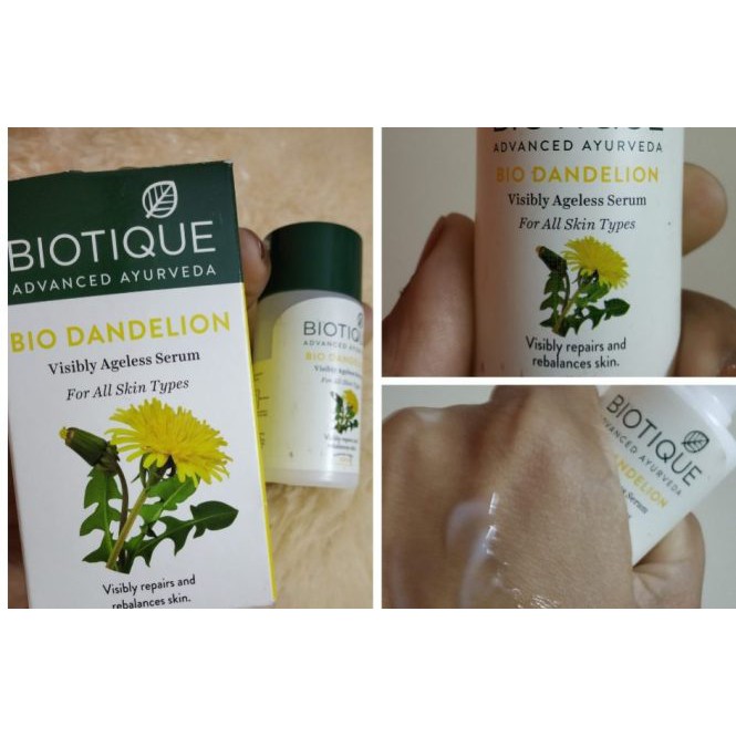 Serum Làm Sáng Da, chống lão hóa Biotique Bio Dandelion Visibly Ageless