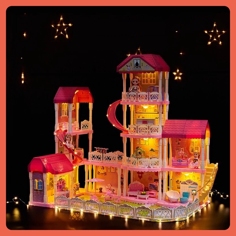 Nhà búp bê lắp ghép Castle Villa - Mô hình biệt thự cỡ lớn có đèn led