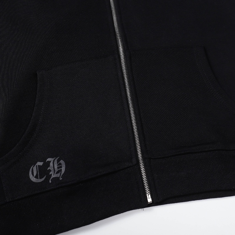 Áo Khoác Bóng Chày Tay Dài Khóa Kéo Vải Cotton In Hình Chrome Hearts Thời Trang Dành Cho Nam Và Nữ