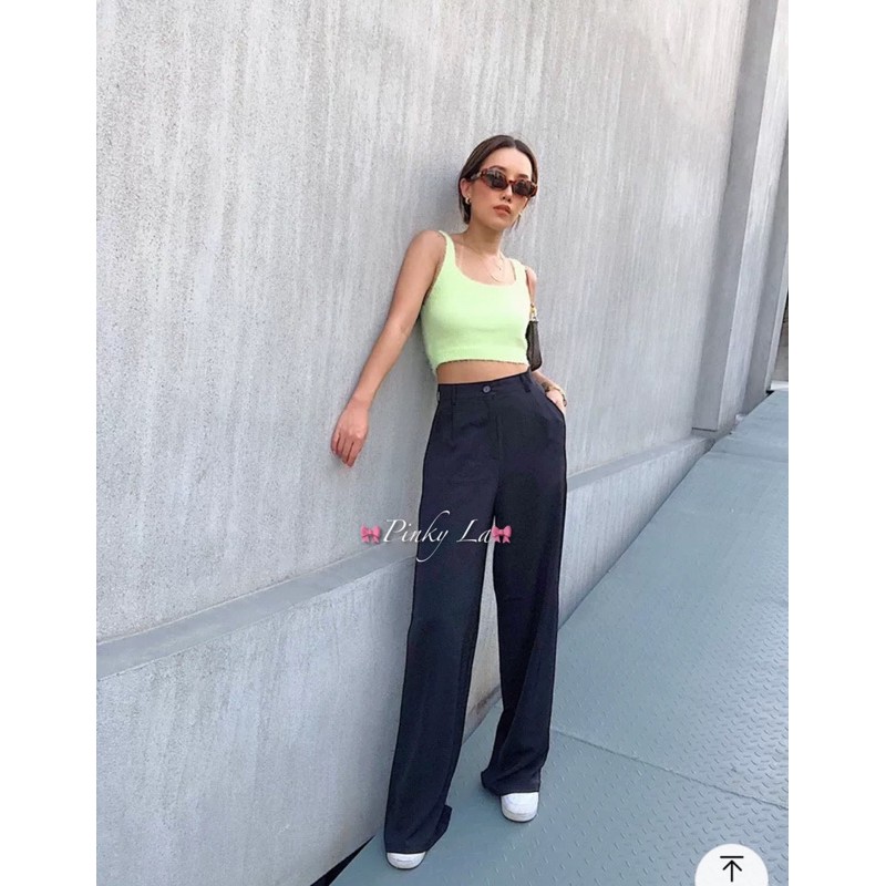 PINKYLA - Áo sát nách croptop lông mịn