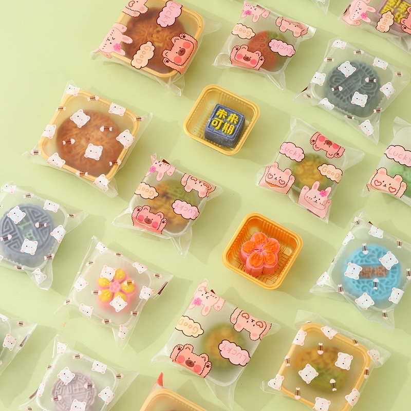 set 50 túi kiếng dán 3 size bánh 50 g, 63 - 80 g, 100 g