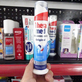 Kem đánh răng Theramed 2in1, Vệ sinh toàn diện miệng, Diệt vi khuẩn miệng, Đánh trắng sáng răng,  xách tay Đức