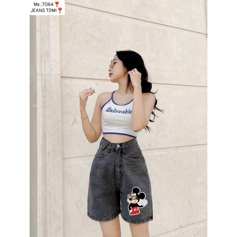 QUẦN NGỐ NỮ, QUẦN SHORT JEAN HOẠ TIẾT HÌNH MICKEY DONAL SIÊU HOT MÙA HÈ