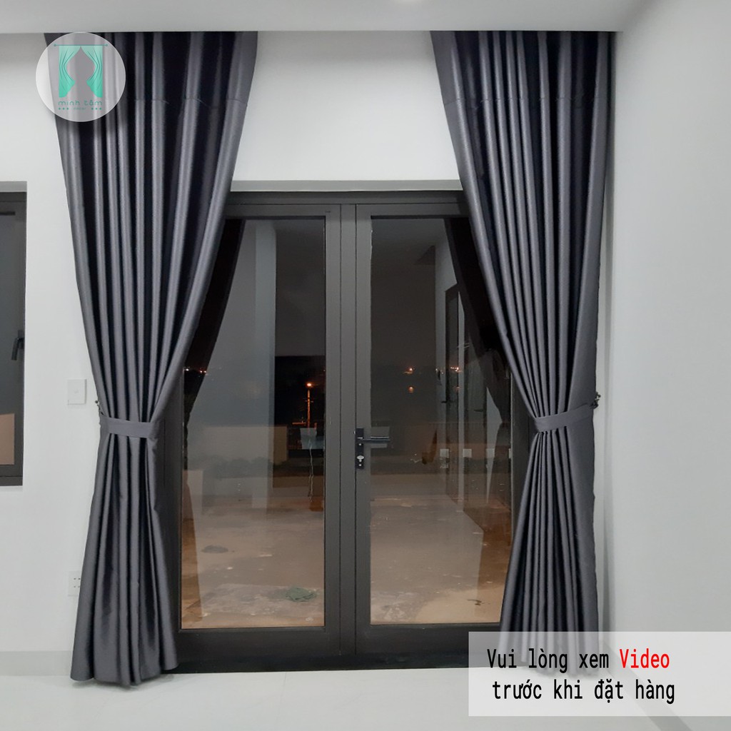 Rèm cửa sổ cách nhiệt, cản nắng màu ghi chì ( dạng lỗ khoen) RemCorp-nvA3S