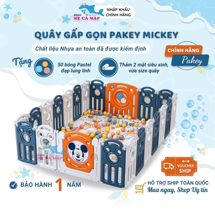 Quây nhựa gấp gọn cho bé Pakey MICKEY, MẪU HOT TREND mới nhất SALE GIÁ CỰC SỐC