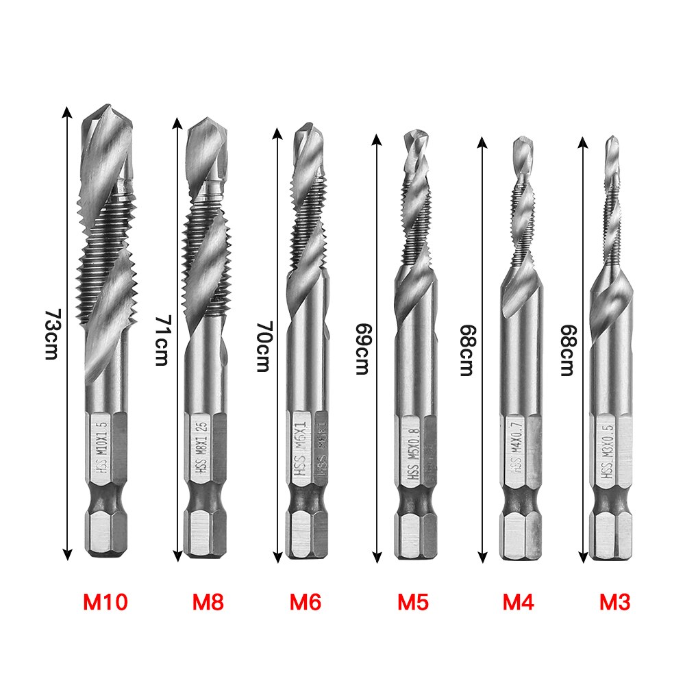 6 Mũi khoan EKEZ M3-M10 bằng thép HSS 6542 4341 phủ titan không gỉ có ren