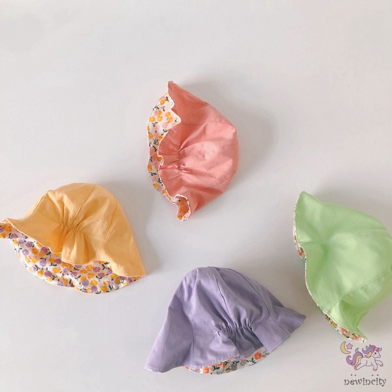 Mũ rộng vành in họa tiết hoa đáng yêu cho bé gái