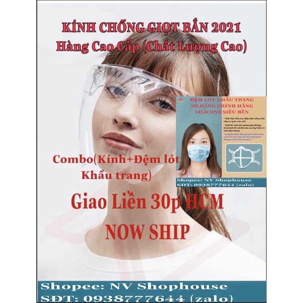 Combo(Kính Chống Giọt Bắn + Lót Khẩu trang) [Cao Cấp]Hàng VN [Boxtox,Combo Kính+ Lót khẩu trang .Gọng Dẻo,Form thon gọn. | BigBuy360 - bigbuy360.vn
