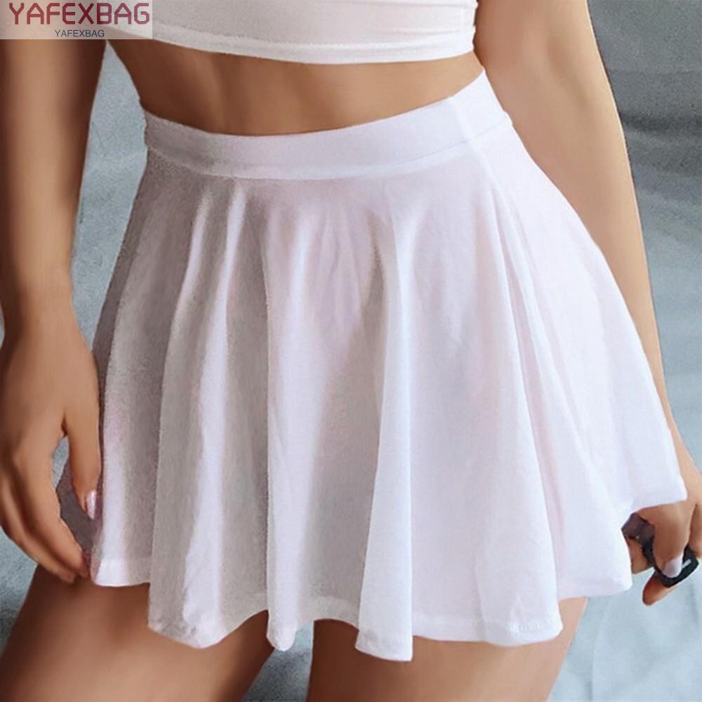 Chân váy dáng chữ A xếp ly màu trơn tùy chọn thời trang