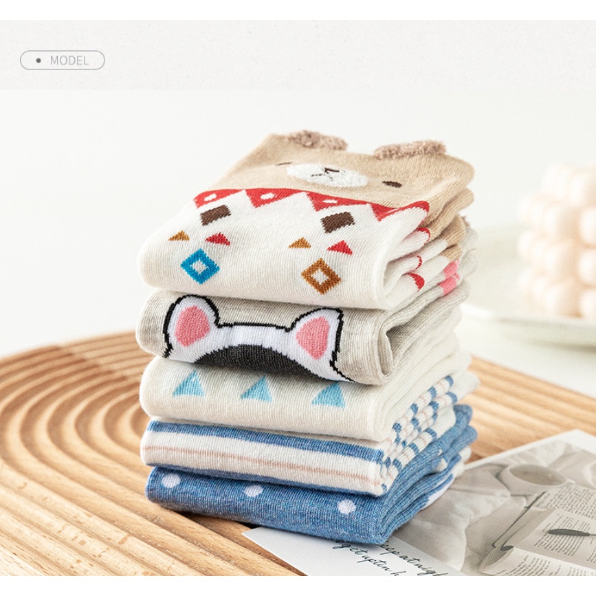 Vớ cổ thấp hoạt hình gấu thỏ cute Hàn Quốc cực dễ thương chất cotton thoáng mát