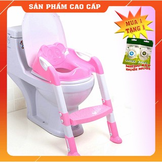 [Hàng xịn]  Ghế Ngồi Bồn Cầu Có Thang, Bệ Thu Nhỏ Bồn Cầu Cho Bé - Tặng Kèm Kẹp Đuổi Muỗi