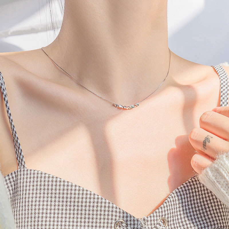 Vòng cổ Mạ Bạc Đính Hạt May Mắn Phong Cách Hàn Quốc