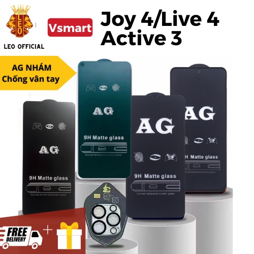Kính cường lực Chống vân tay Vsmart Live 4 /Joy 4 / Active 3 Full nhám Chống bám vân tay và mồ hôi tặng kèm bộ dán