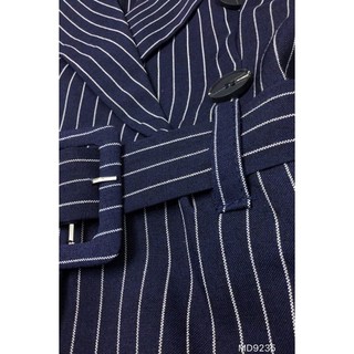 Jump cổ vest kẻ sọc phối belt vuông